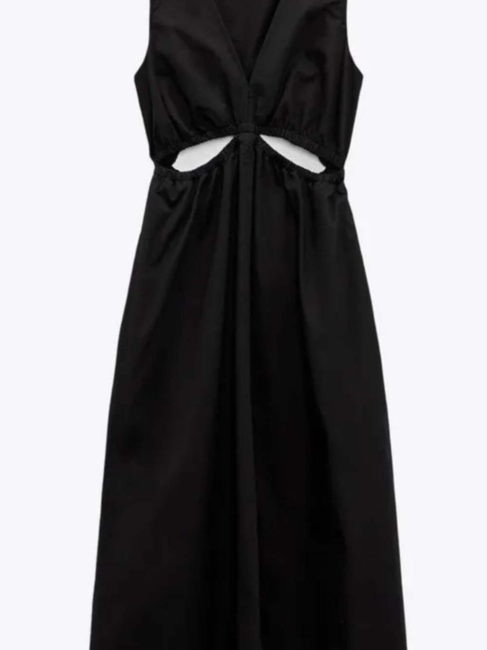 ZARA Cut-Out Gabardine Dress Black Midi Medium